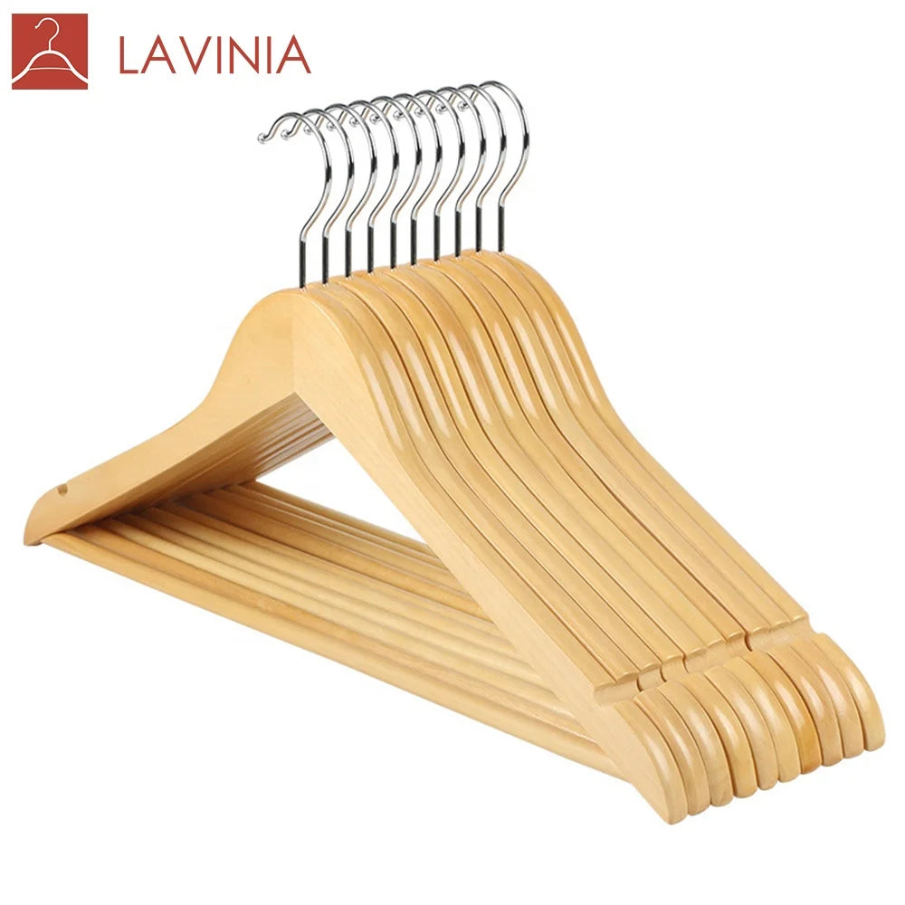 Bestseller Low MOQ Wood Hanger ClothesMetal Hooks Clothes Wooden Cloth Hanger PERCHAS PARA PRENDAS DE VESTIR DE MADERA