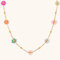Fashion Crystal Sets Jewelry 18K Gold Stainless Steel Chain Beach Waterproof Colorful Flower Necklace Bracelet Jewelry Set