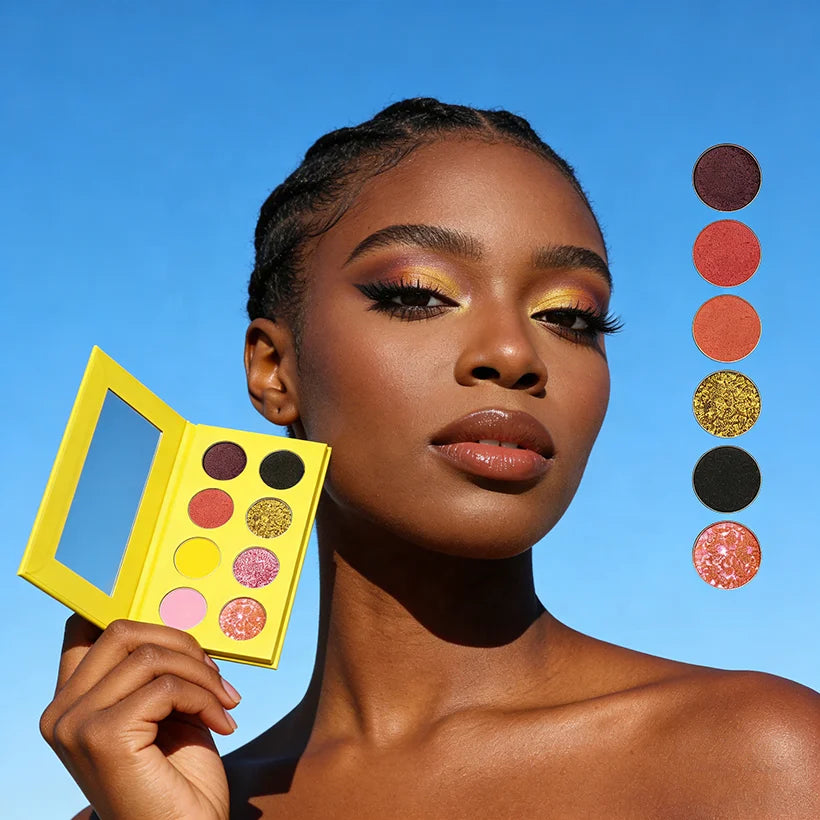 Custom 8-Color DIY Eyeshadow Palette for Dark Skin Tones Shimmer Matte Holographic Pigment Eye Shadow Powder Form Private Label