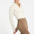 2026 New Custom Half Zip Active Wear Yoga Workout Tops Gym Fitness Long Sleeve Women Crop Top