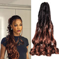 French Curly Pre Stretched Bouncy Curl Braiding Hair Yaki Texture Bouncy Spanish Crochet Hair Ombre Brown French Curly Hair