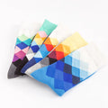 Hot Sale Custom Jacquard Dress Socks for Women Four Seasons Diamond Pattern Men's Socks Promotion