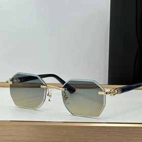 Fashion Designer Rectangular Sunglasses Party Girl Sunglasses Vintage Rimless Sunglasses with Rhinestone Cut Lenses