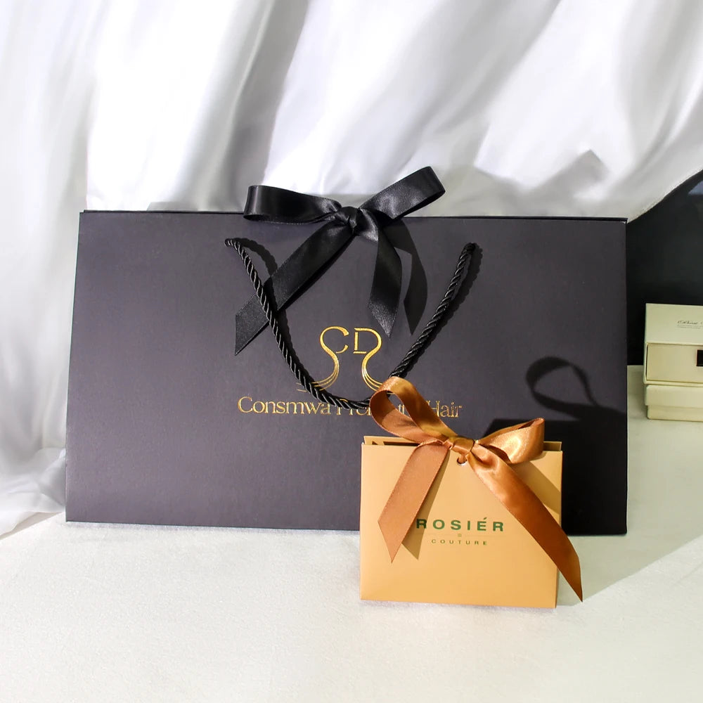 Custom Luxury Kraft Cardboard Shopping Bag Ribbon Handle Eco-Friendly New Arrival for Clothing for Shoes Socks Personalized Your