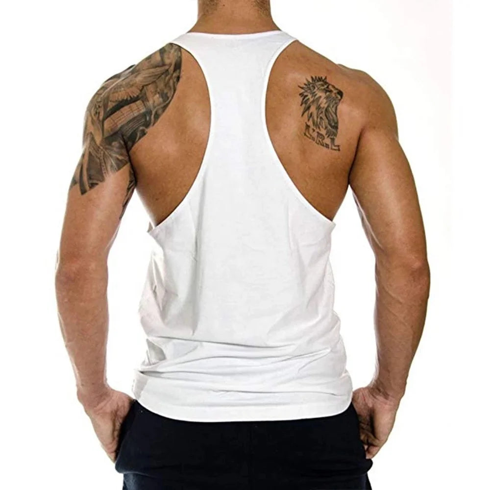 Men's Gym Fitness Training Clothing Smooth Stretch Muscle Tank Top Wide Shoulder Strap Plain Mens Workout Tanks