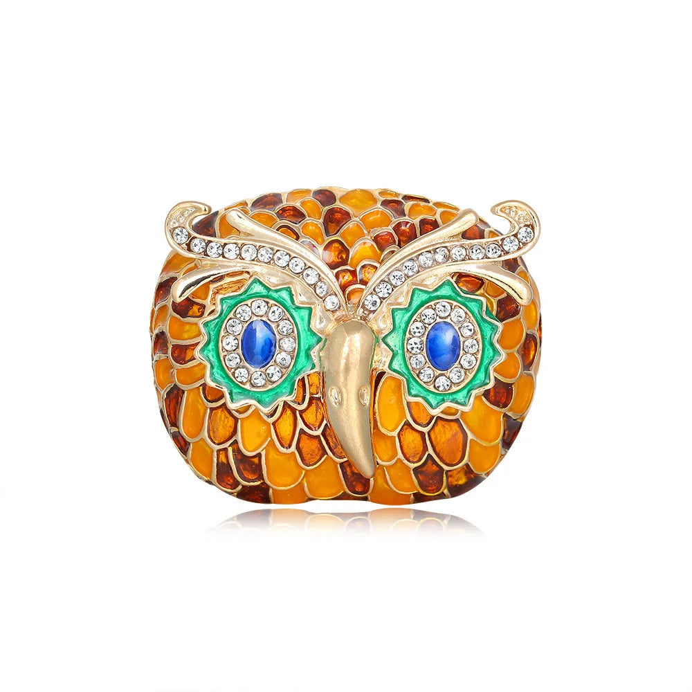 DR963 Fashion Enamel Owl Brooch Women Animal Brooch Wholesale of European and American Jewelry