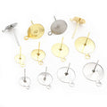 50-100pcs/lot No Fade Stainless Steel Gold Color Blank Earring Stud Fit 4 5 6 8 10 12mm Cabochon Cameo Settings Accessories DIY