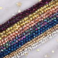 2/3/4mm Natural Stone Beads Plated Golds Blue Colorful Faceted Round Hematite Loose Spacer Beads for Jewelry Making DIY Bracelet