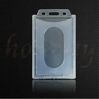 Vertical Transparent Clear Hard Plastic ID Badge and Credentials Card Holder for Business Office Travel for Credit Cards