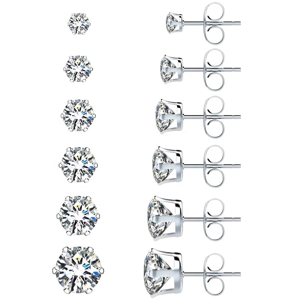 Wholesale Latest Cheap Women Earrings Hypoallergenic Cubic Zirconia Stud Earrings Set