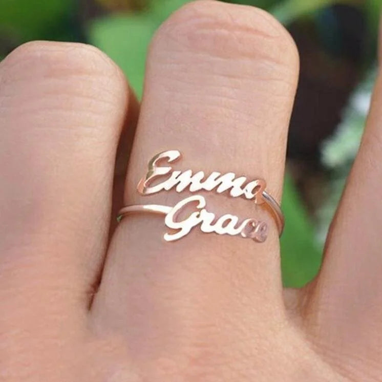 New Arrival Fashion Stainless Steel Adjustable Named Personalized Font Custom Name Initial Alphabet Rings