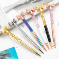New Design Butterfly Bow Glitter Pen Liqiuid Floating Gold Foil Metal Ball Pen with Promotional Gift Bow Pen With Logo