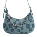 Women's New Blue Flower Pattern Crossbody Bag Canvas Material with Shoulder Straps