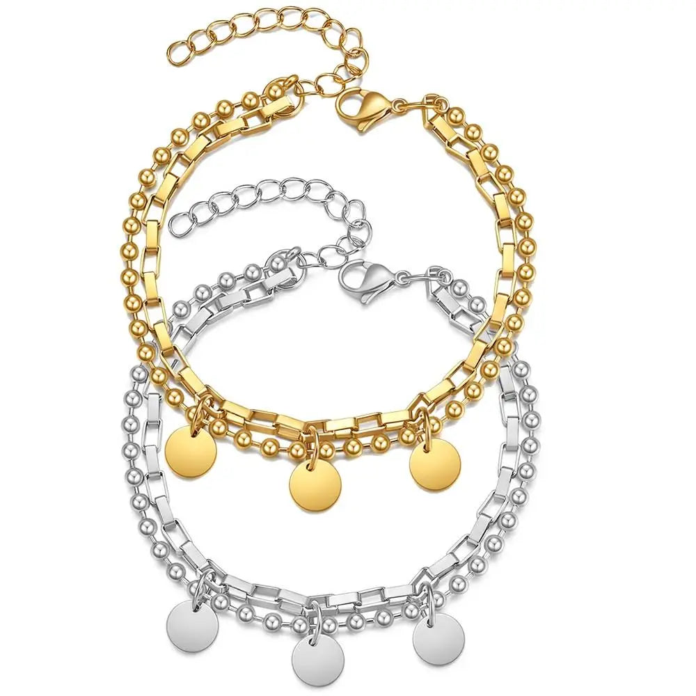 Zhongzhe Double Layer Bangles Bracelet Chain 18K Gold Plated Fashion Jewelry Bracelets Stainless Steel Waterproof Bracelet