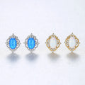 Daidan Stud Earrings Gold Plated Luxury Earrings Women Real 925 Sterling Silver Dainty Gold Opal Earrings