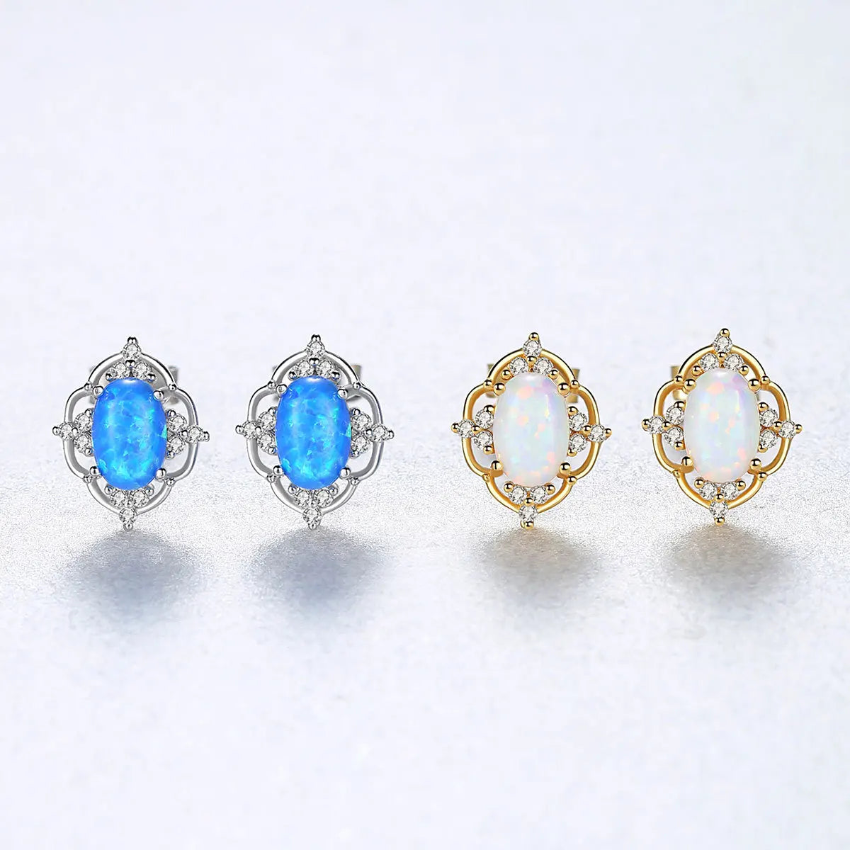Daidan Stud Earrings Gold Plated Luxury Earrings Women Real 925 Sterling Silver Dainty Gold Opal Earrings