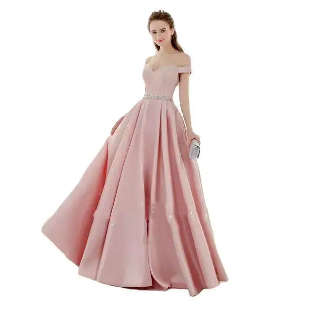 New V-neck Prom Gown Off Shoulder Party Robe Long Stain Formal Women Custom-made Dress A-line Evening Dress