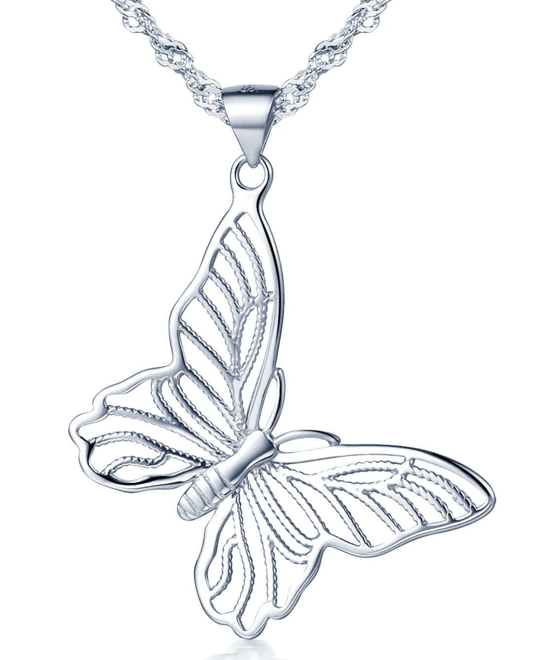 Butterfly Design Jewellery Fashionable 925 Sterling Silver Chain Necklaces Customized Girl Pendant Necklace