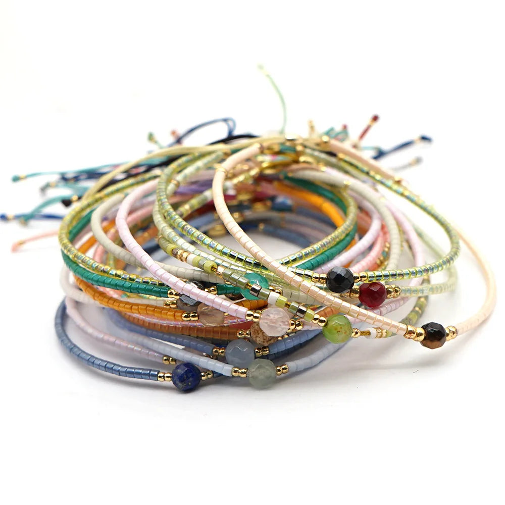 Minimalist Style  Female Seed Beads Bracelet Miyuki Mixed Color Beads Hand-woven Friendship Rope Bracelet
