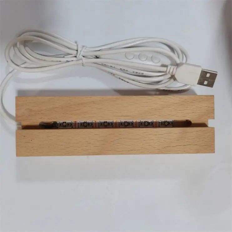 Wholesale 3D Illusion LED Night Light 16 RGB Colors Remote Control Battery Box Wood Lamp Base for Living Room Minimalist Design