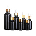 Wholesale 10ml 15ml 20ml 30ml 50ml 100ml Frosted Matte Black Round Essential Oil Glass Dropper Bottle