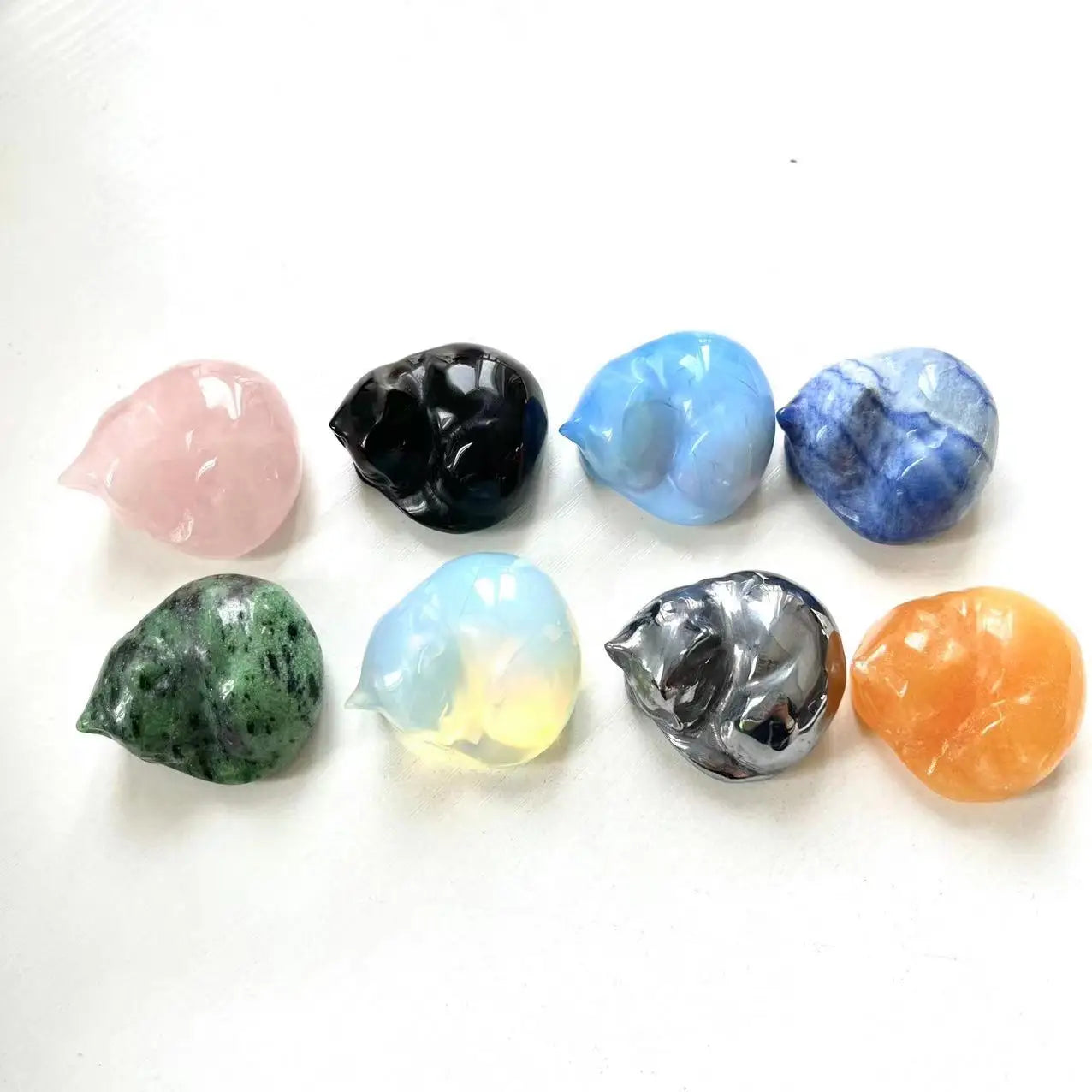Factory Price Natural Gemstone  Wholesale Crystal Carvings  Sleeping Cats Carvings