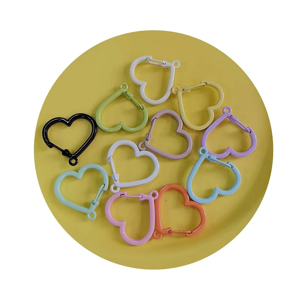 Bulk 100Pcs/Lot Spring Color Snap Keychain Clip Love Heart Swivel Lobster Clasp Snap Hook for Jewelry Making Crafts DIY