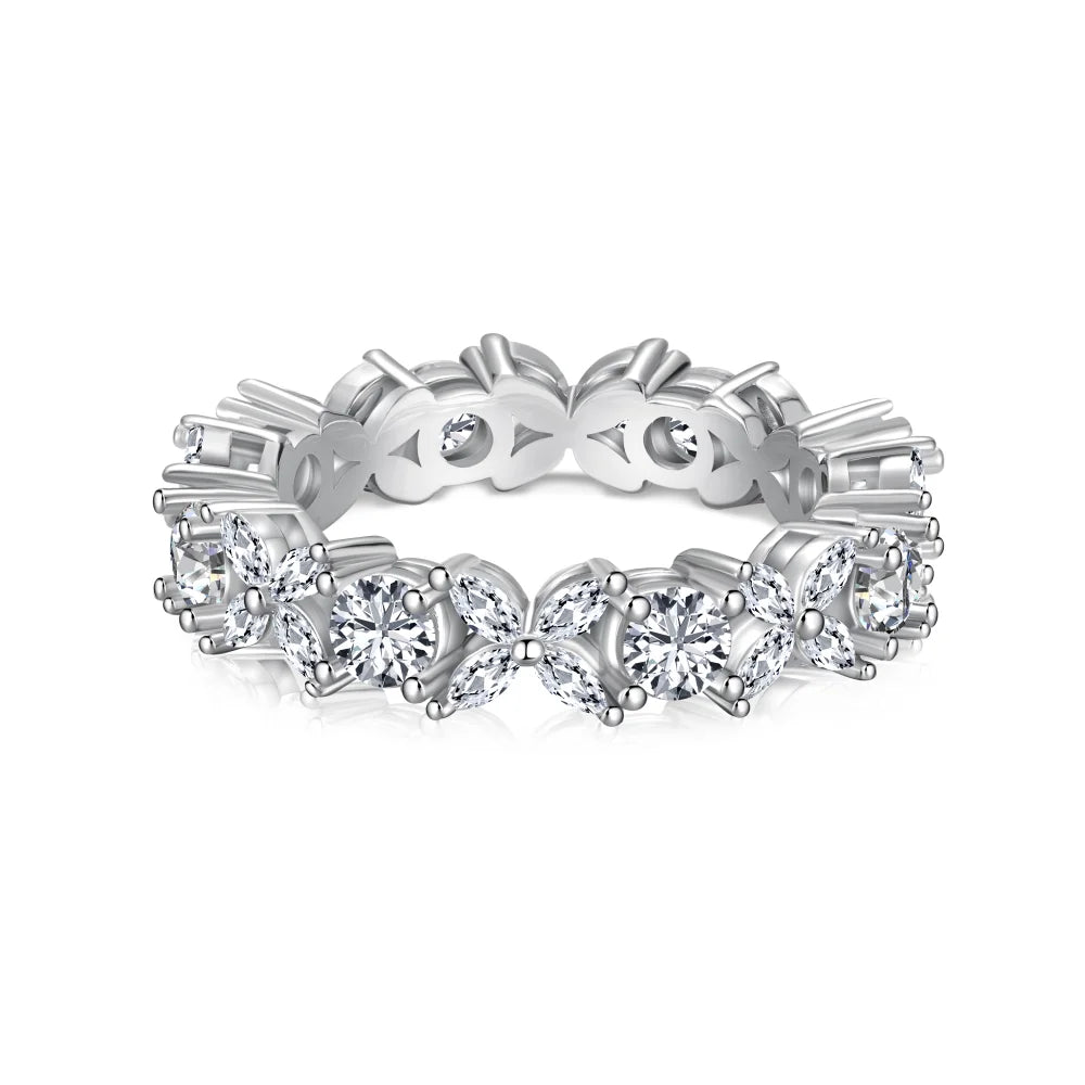 Customize Flower S925 Sterling Silver Diamond Ring New Design Personality Cz Cubic Zirconia Eternity Band Rings Jewelry Women