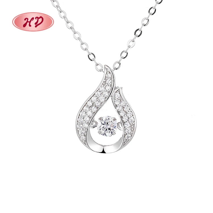 925 Sterling Silver Necklace S925 Silver Drop Shape Necklace Featuring Zircon Wholesale Handcrafted Jewelry Beauty