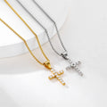 Wholesale 18K Gold Plated Stainless Steel Christian Jesus Jewelry Crystal Large Big Diamond Cross Pendant Necklace for Women Men