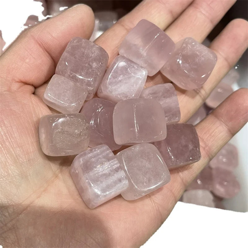 Wholesales Natural Rose Quartz Cube Tumbled Stone Healing Crystal Stone For Decoration
