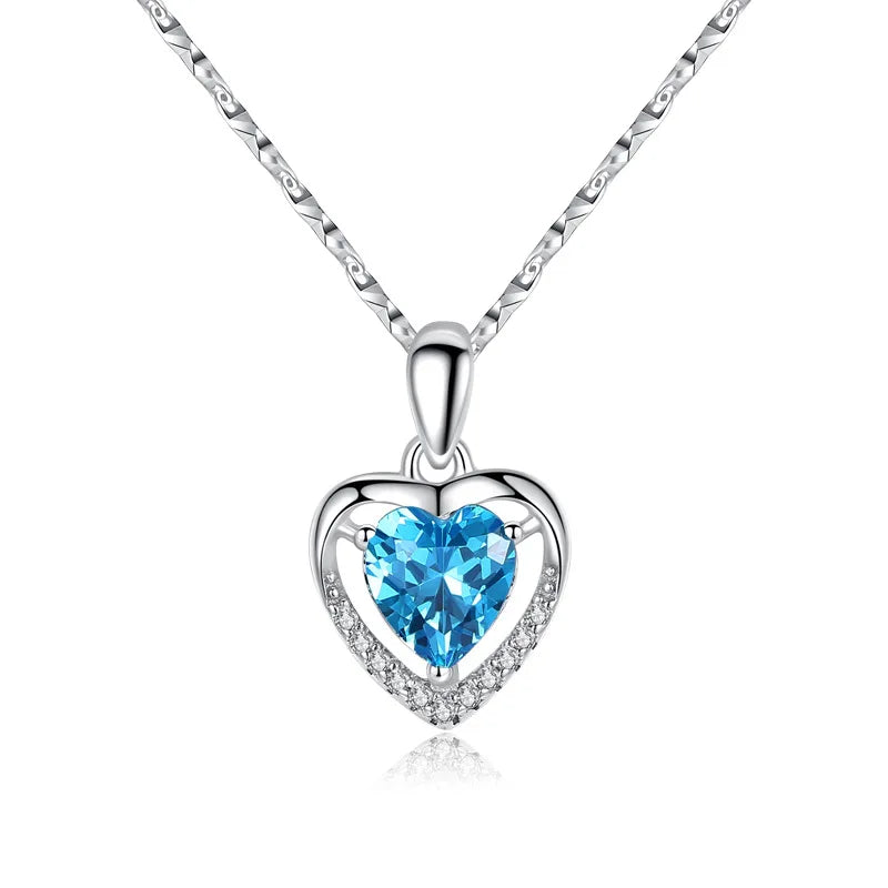 Qiuhan OEM/ODM Sterling Silver Necklace Pendant Eternal Heart Clavicle Chain Necklace for Girlfriend Birthday Gift