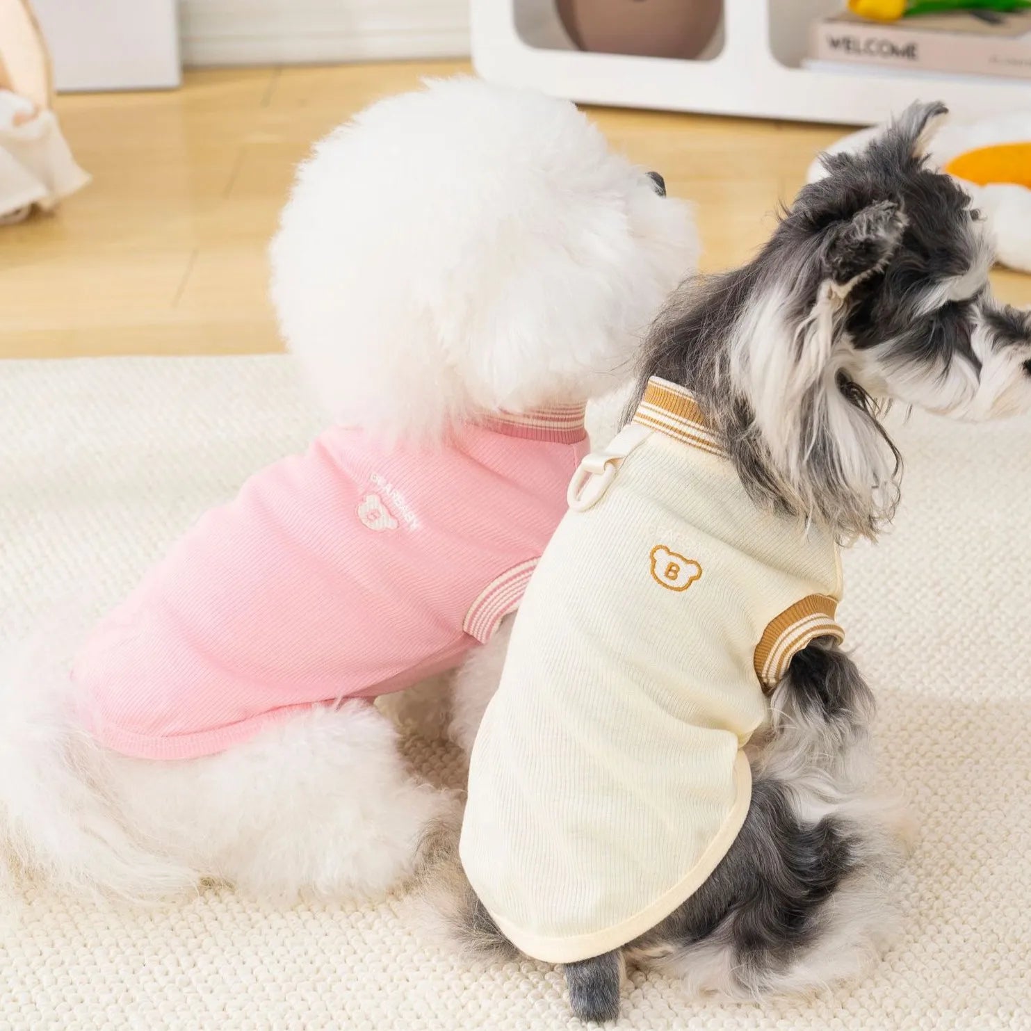Spring Summer New Pet Dog Cat T-Shirt Bear Head Embroidered Design
