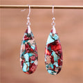 Bohemian Teardrop Jaspers Dangle Earrings Colorful Lady Boho Natural Stones Earrings Designer Jewelry Bijoux Dropship Wholesale