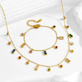 Fine Jewelry18K Solid Yellow Gold Natural Different Color Zircon Rainbow Wave Necklace Gifted for Women Birthday Party