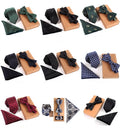 Hot Sale Cheap Low MOQ RTS Man Necktie Set Pocket Square Gift Bow Ties Men Ties and Hanky Polyester Tie Set