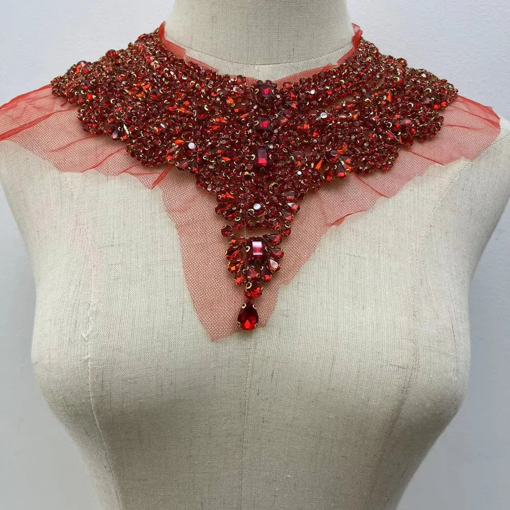 Many Colors Fashion Wedding Rhinestone African  Necklace  Patches Appliques Sew on for  Party DIY or Clothes