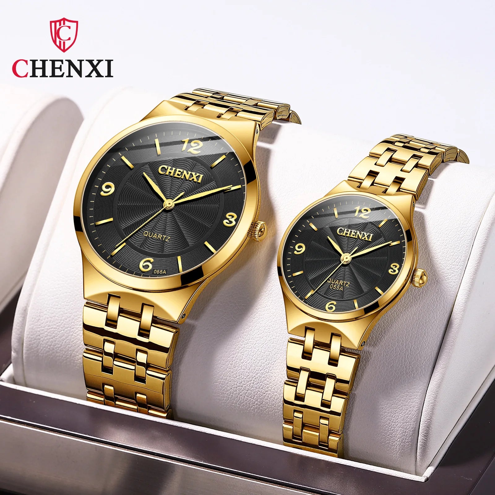CHENXI 055 New Watches Men Famous Waterproof Golden Stainless Steel Wrist Watch Sport Couple Quartz Watch Relogio Masculino