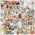 100PCS Small Object Graffiti Sticker Mobile Phone Suitcase Water Bottle Decorative Watercolor Retro Waterproof Sticker