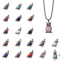 Charm Owl Crystal Stone Necklace Healing Crystal Pendant Women's Chakra Balance Gemstone Animals Necklace with Black Rope