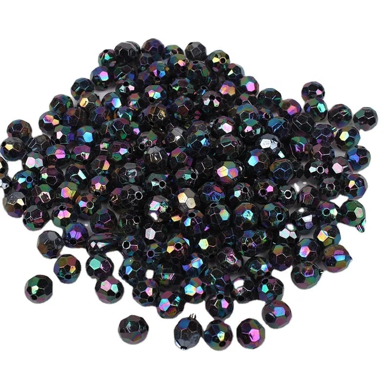 Faceted Acrylic Electroplated Spacer Rondelle Beads for DIY Jewelry Making Loose Beads