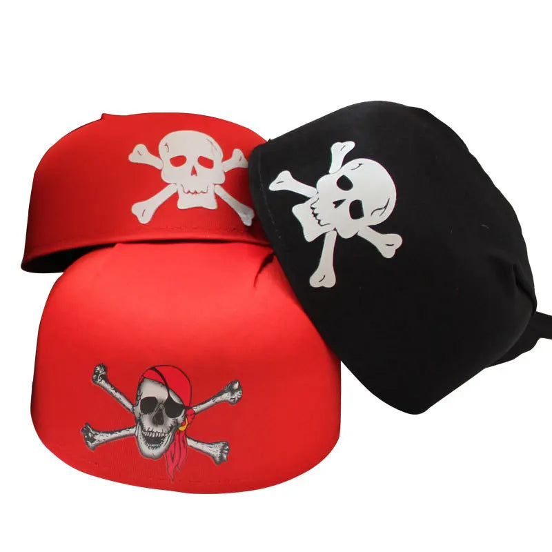 Kids Rag Skull Print Pirate Captain Hat Costume Accessories Decorations Cosplay Hats Dress-up Theme Party Pirate Hat