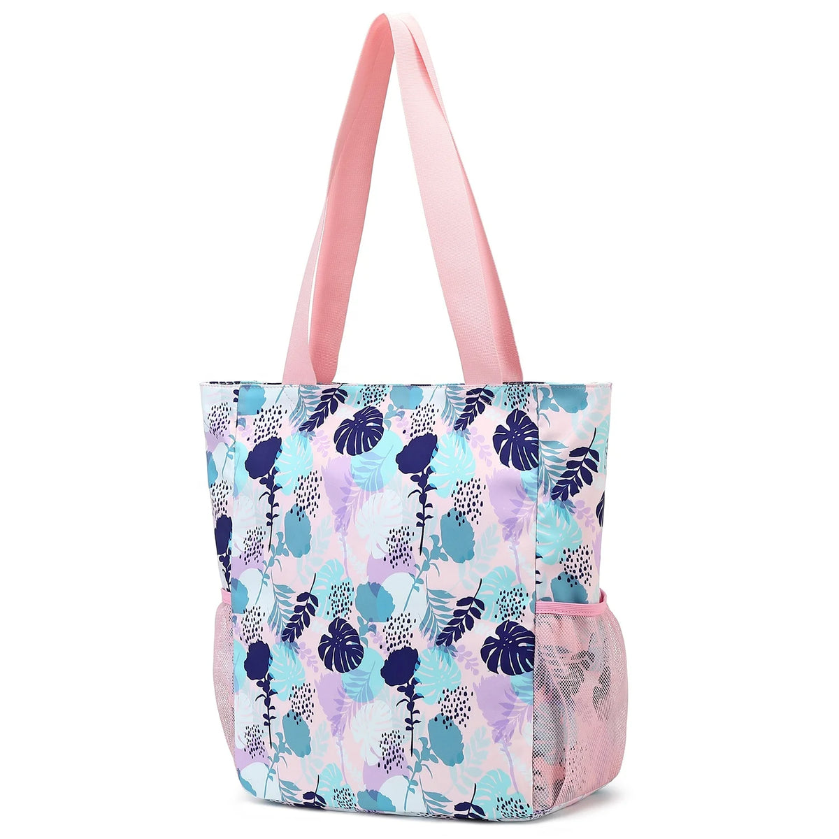 Women Cute Stripe Pink Beach Bag Waterproof Large Capacity Custom Beach Bag Women Shopping Bags With Zipper