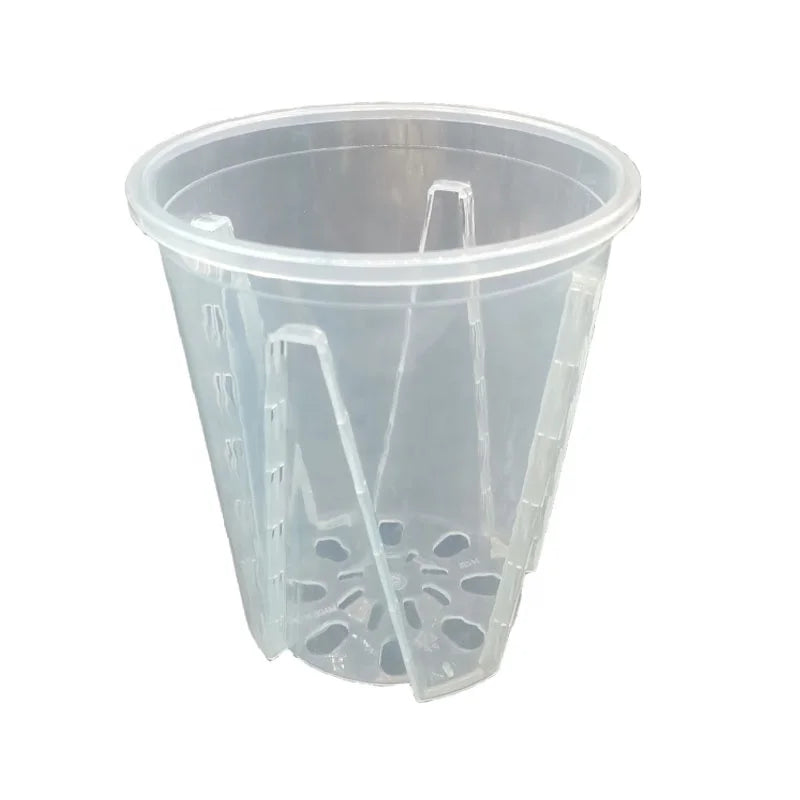 Wholesale 2026 New Round Clear Plastic Planter Orchid Pot Transparent Container Perforated Flower Pot Goblet Thickened Pot