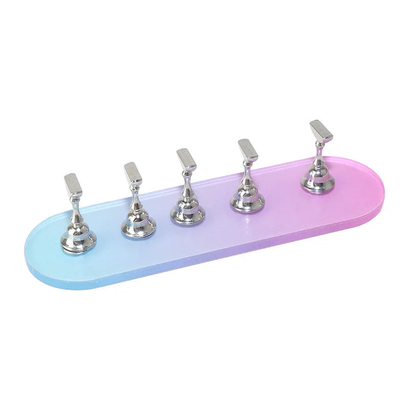 Nail Art Acrylic Practice Base Nail Holder Magic Color Gradient Long Wave Nail Tip Display Stand