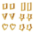 Geometric Polygon Stainless Steel Chunky Hoop Earrings Jewelry for Girls 14k Gold Plated Huggies Statement Earring