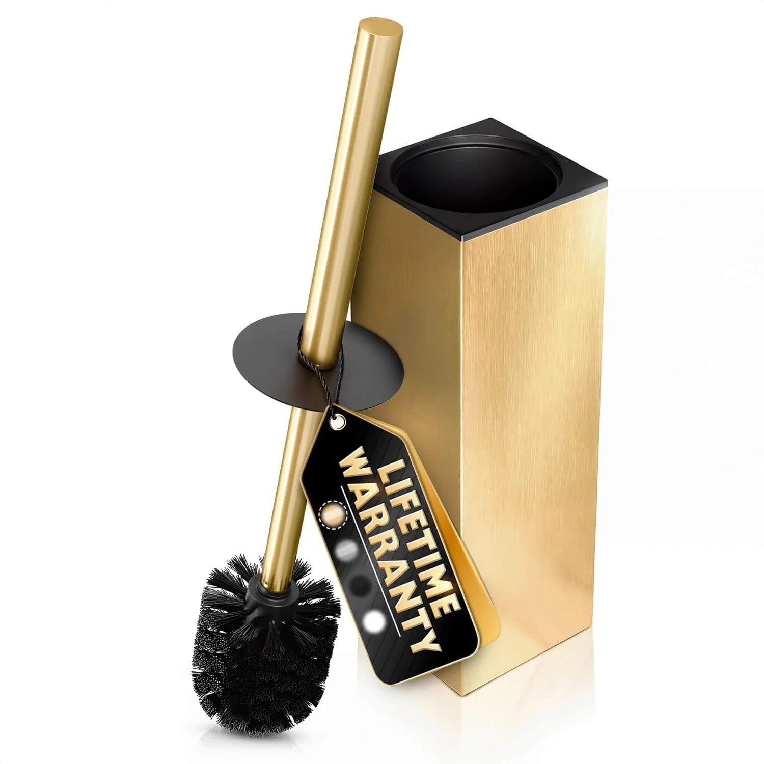 High Quality  304 Stainless Steel Brushed Gold Free Standing Metal Toilet Brush Holder Set