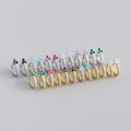NEW 925 Sterling Silver Jewelry Minimalist Purple Black Blue Turquoise Zirconia Cute Small Flower Hoop Earring for Women