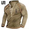 OEM ODM Vintage Fashion Men Clothing V Neck Long Sleeve Oversized Outdoor Plus Size 3XL T Shirts