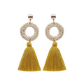 Bohemian Thread Tassel Straw Rattan Wood Earrings Jewelry Women Handmade Wooden Earrings Boho Trendy Ear Drop Jewelry MegaBDM